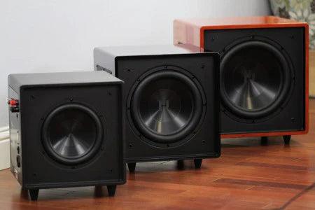 Image of our three Bravus subwoofers, Bravus II 8D, 10D and 12D