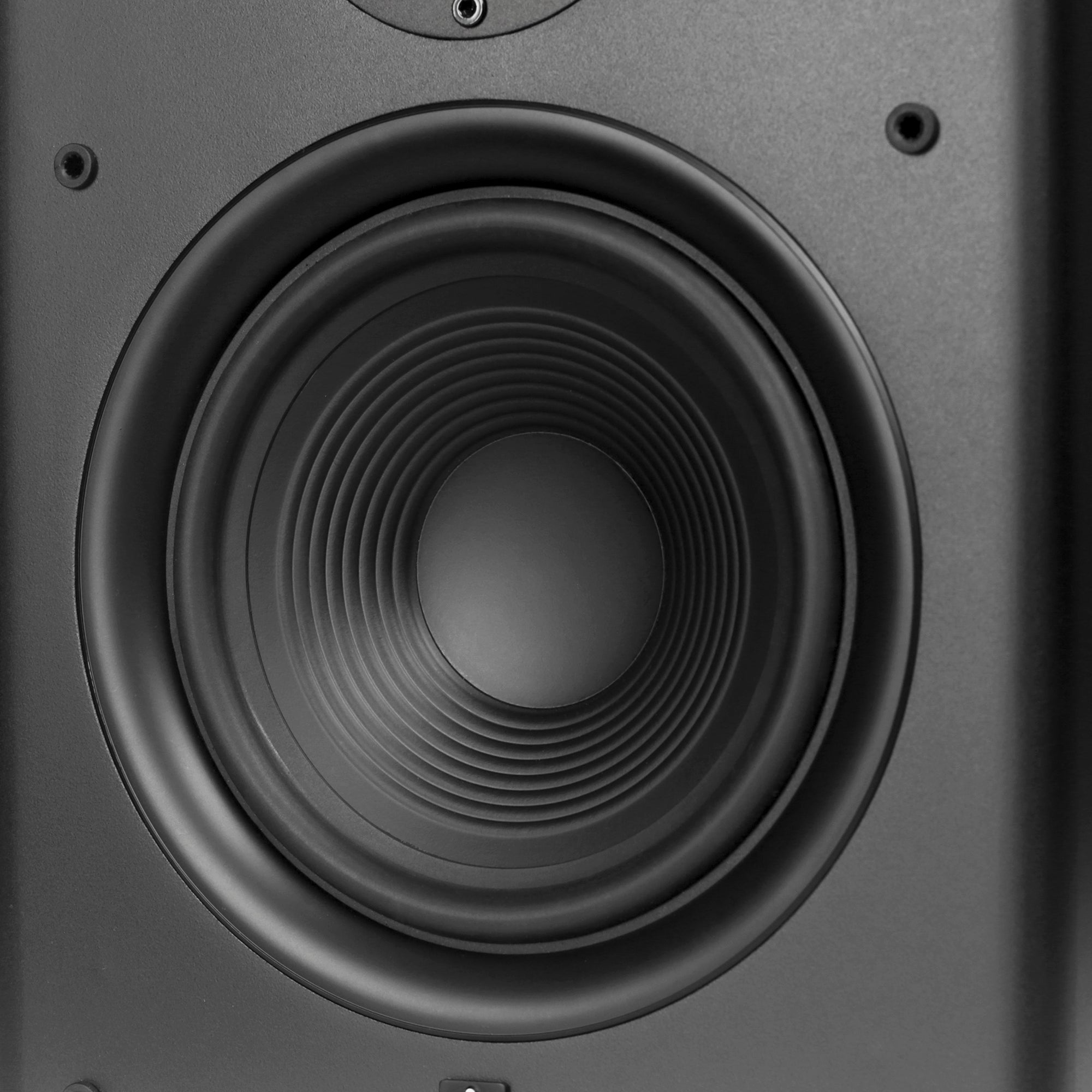 Aperion Audio Fons F63S Single 6.5" Slim On-Wall Speaker Stealth Black Close-up of the woofer