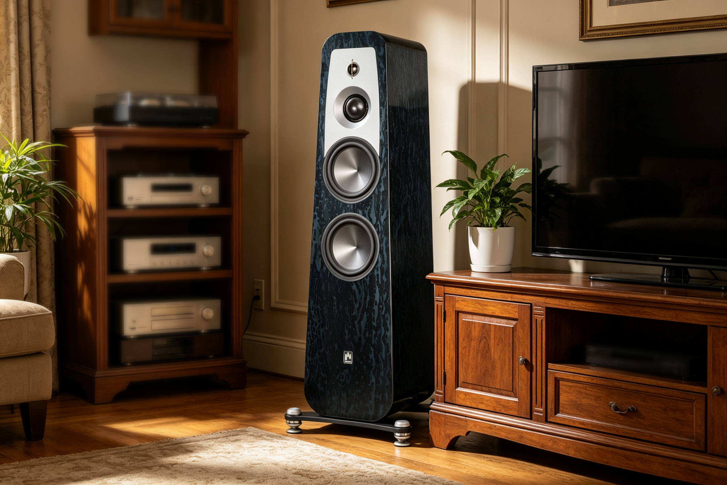 Aperion Grandis GR8T HiFi Tower Speaker Gloss Blue Opal
