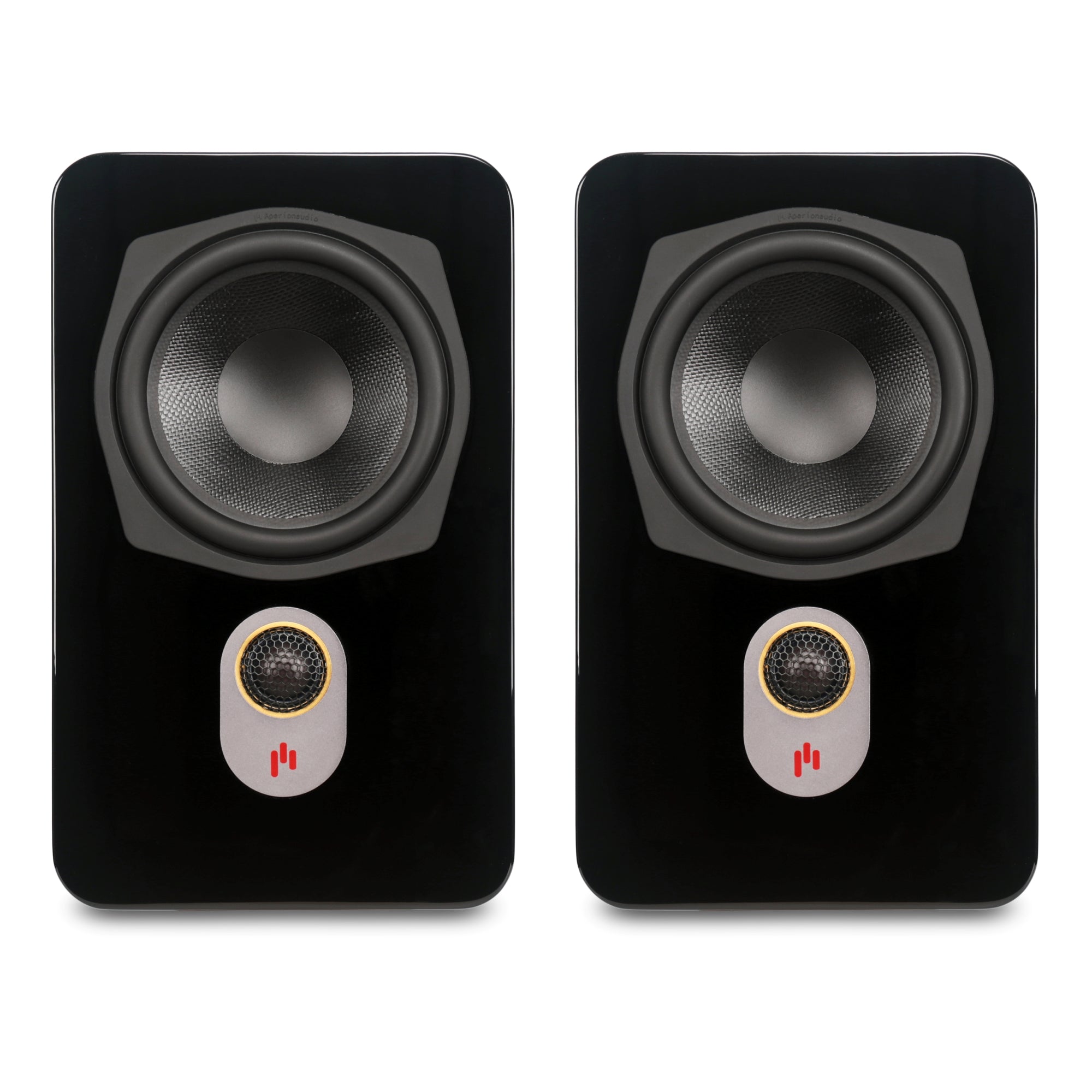 Aperion Audio Novus N6SR Slim Satellite 6.5" On-Wall & Surround Speaker Gloss Black Front Side Pair