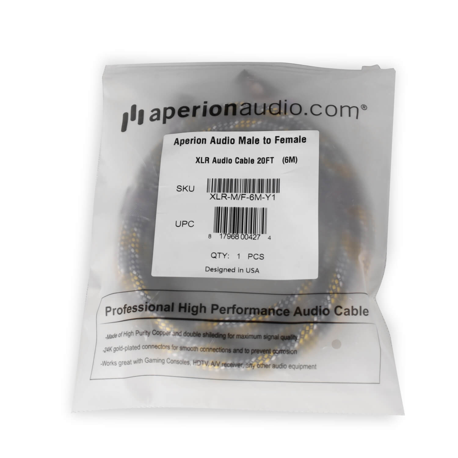 Premium Balanced XLR Cables - XLR Male To XLR Female (Single)-Package Aperion Audio