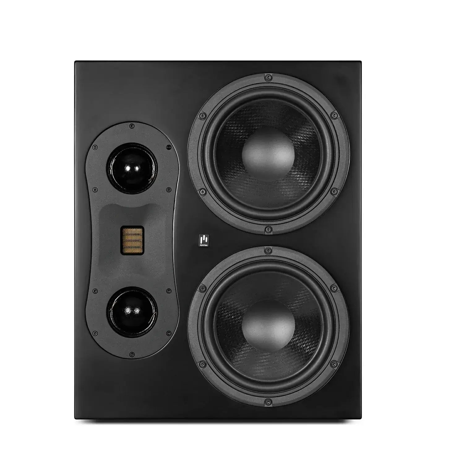 Aperion-T80S-3Way-Dual-8"-Slim-Cinema/Studio-Monitor-On-Wall-Speaker-Front-Grille-Off-aperionaudio