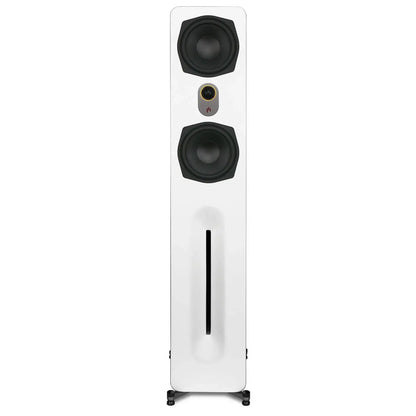 Aperion-Novus-N6T-Dual-6.5"-2-Way-Floorstanding-Tower-Speaker-White-Front-Side-aperionaudio