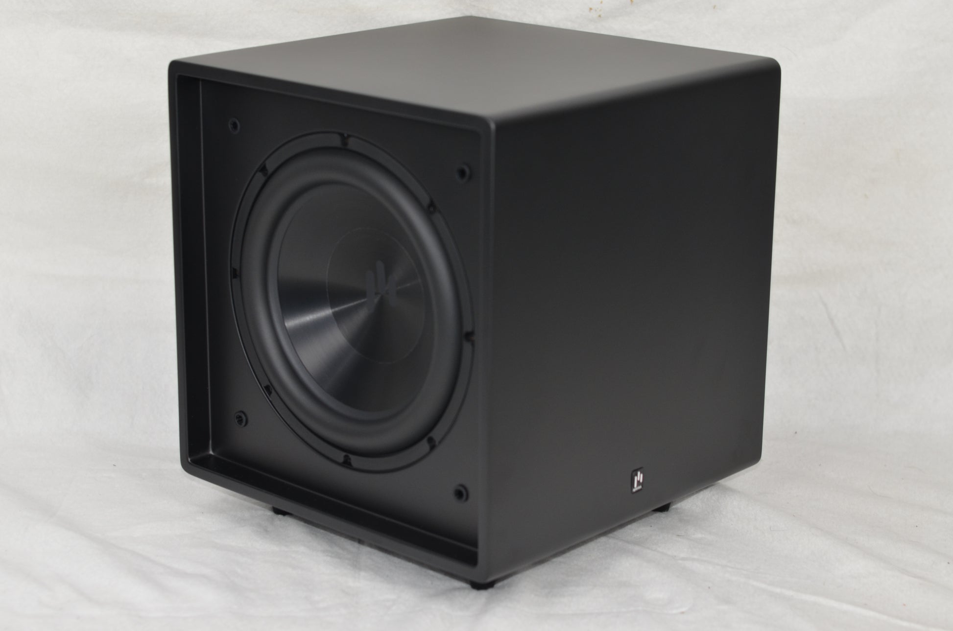Angled left picture of the Aperion Audio Bravus II 12D Subwoofer.