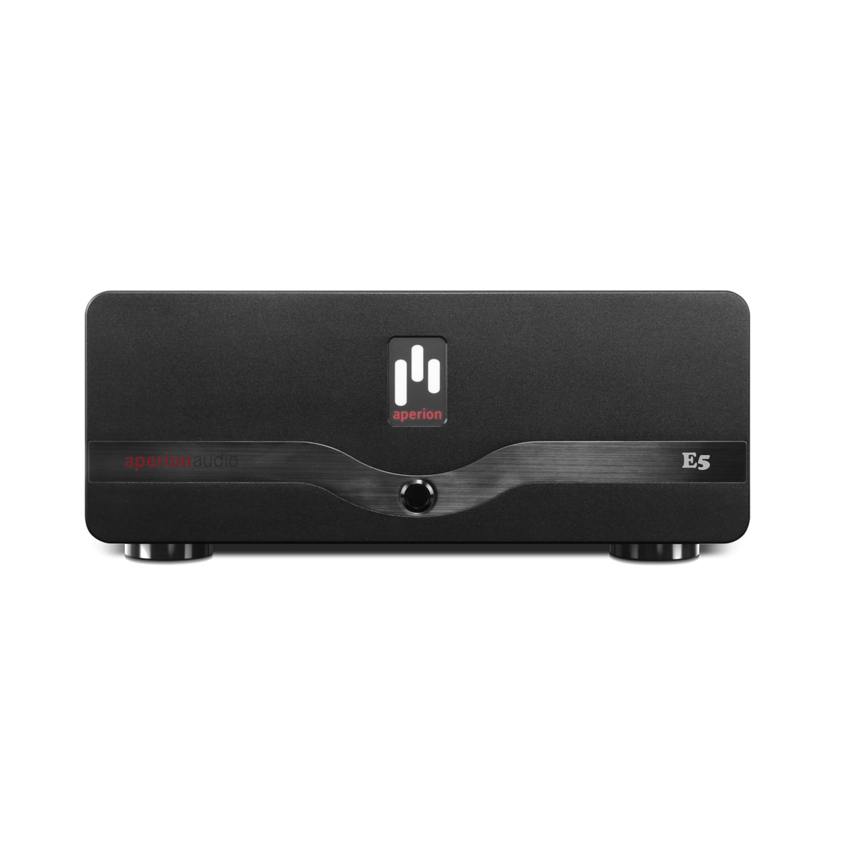Black Power Amplifier with 'aperion' branding on a white background