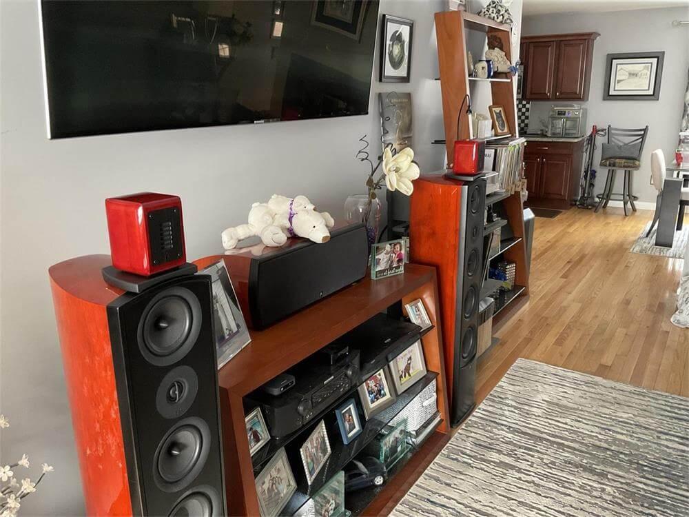 Aperionaudio Verus III Grand Tower & Center & Planar Flat Super Tweeter Speakers Gloss Cherry Finish 220510