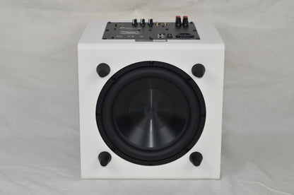 Bravus II 10D Subwoofer laying on it's front to show the down firing active woofer.