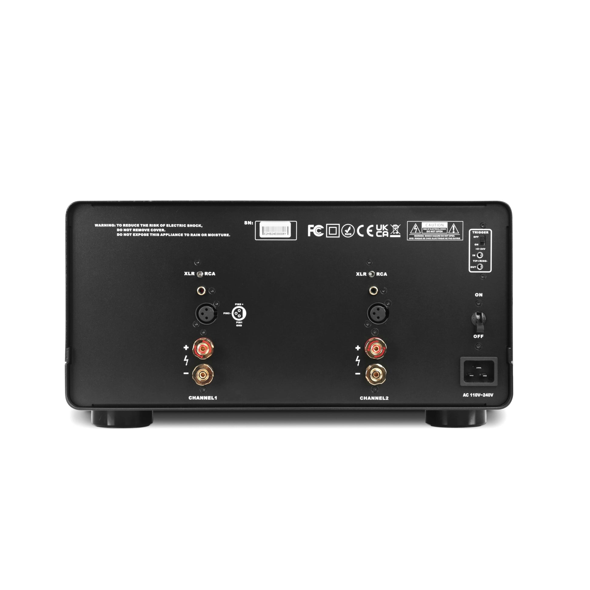 Aperion Audio Energy Pro E2H High Power 2-Channel Stereo Power Amplifier Back Side View