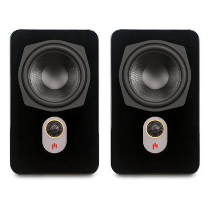 Aperion Audio Novus N6SR Slim Satellite 6.5" On-Wall & Surround Speaker Gloss Black Front Side Pair