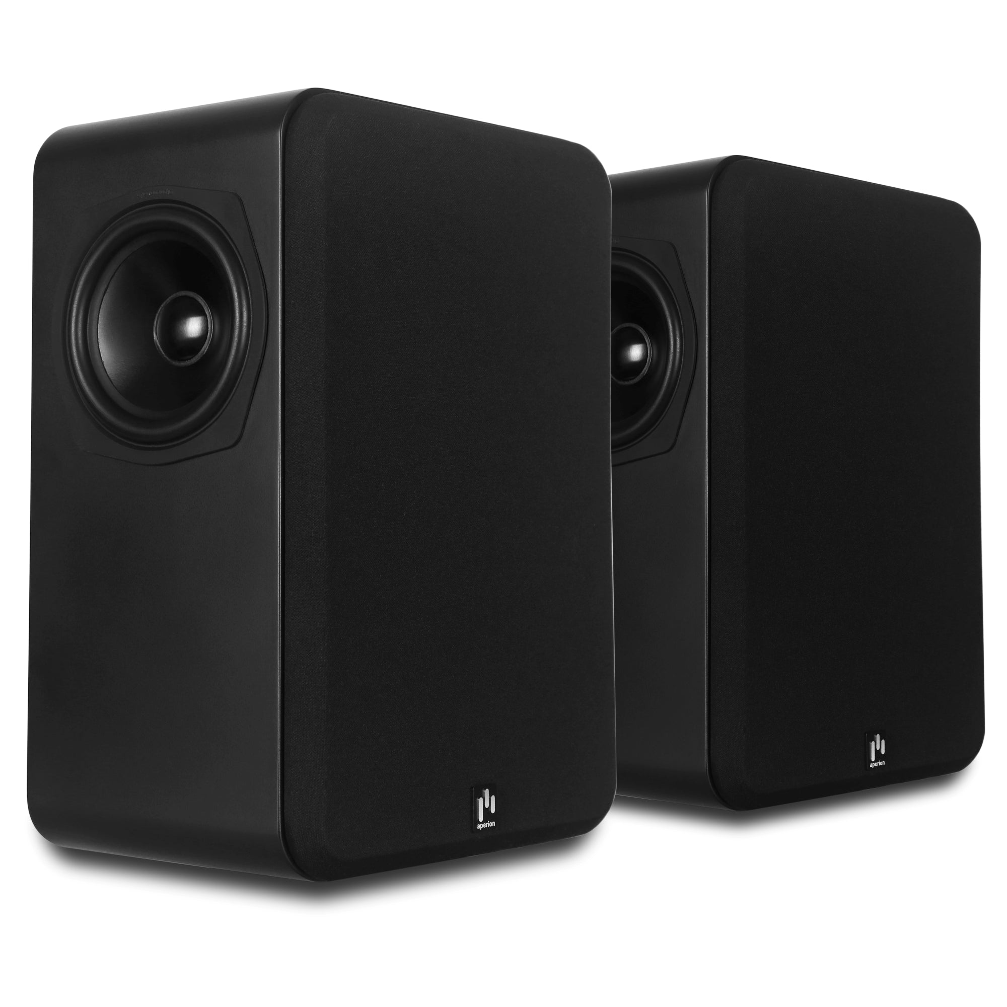 Aperion Audio Novus N6SS 6.5" Tripolar Surround Speakers Stealth Black Front Left Pair Grille On