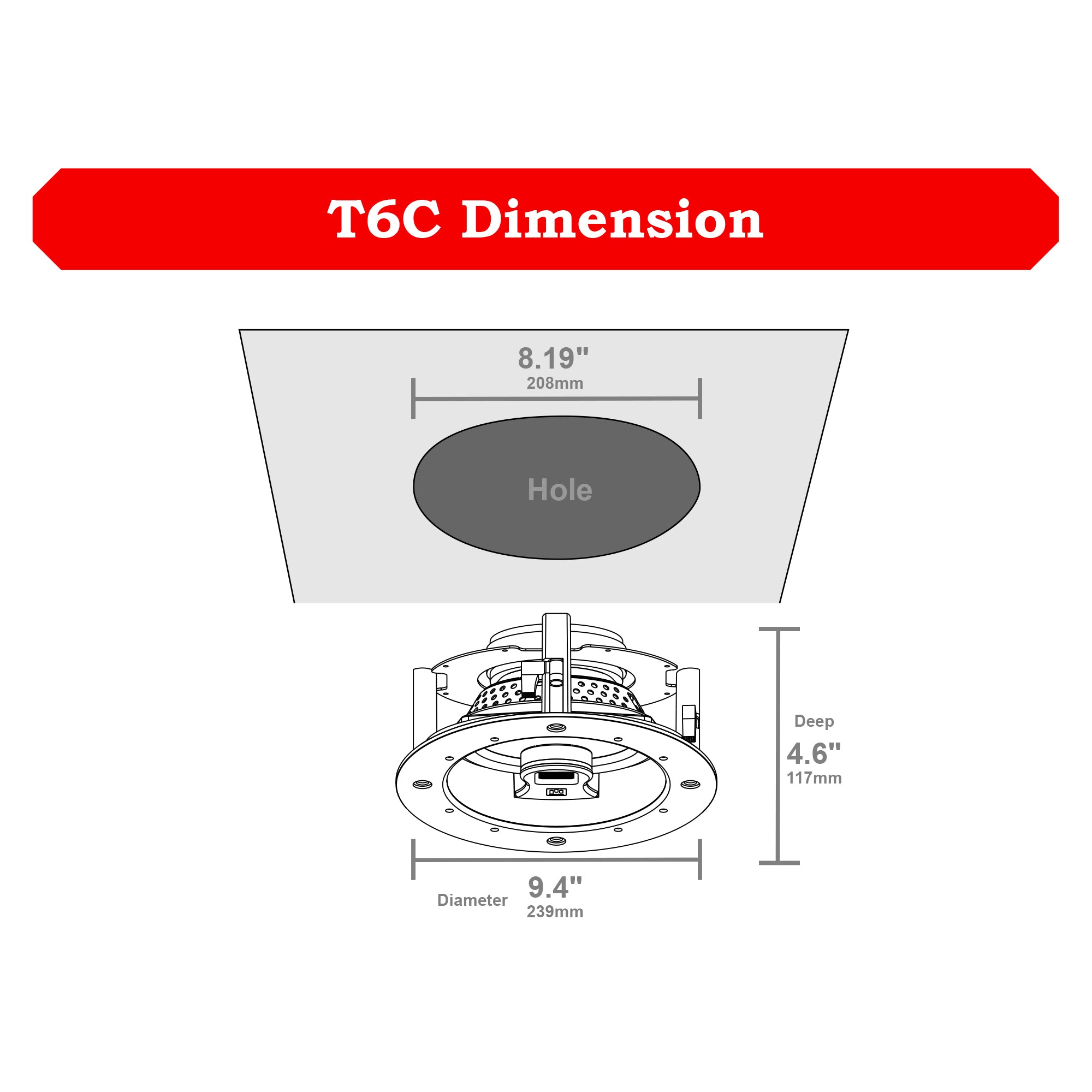 T6C Dimension and Cut Size
