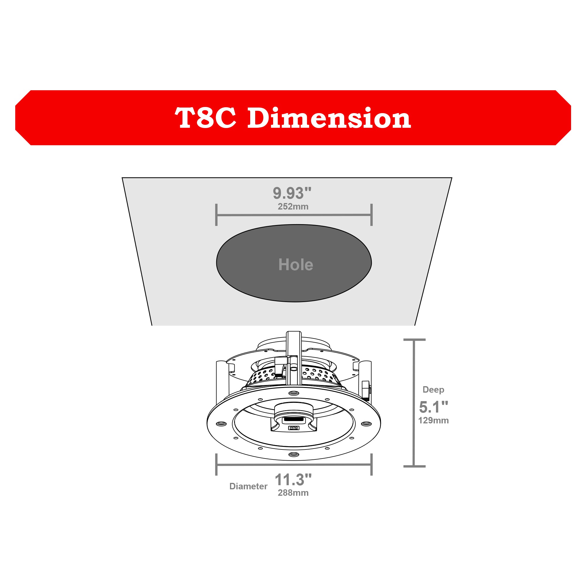 T8C Dimension and Cut Hole