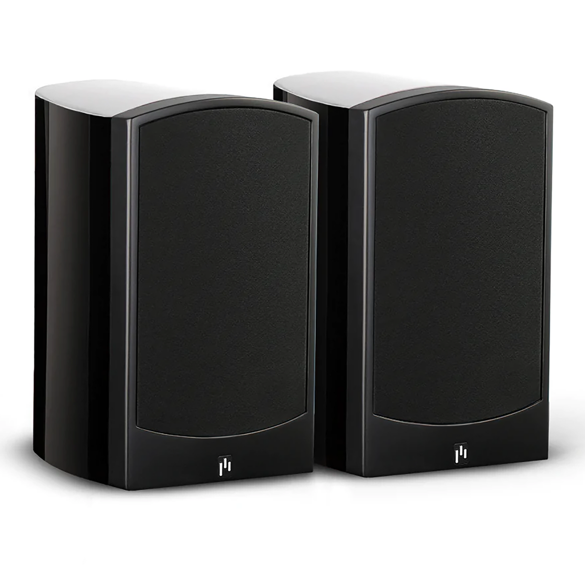 Aperion V5B Bookshelf Speaker Gloss Black Pair Grille On