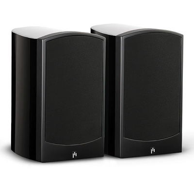 Aperion V5B Bookshelf Speaker Gloss Black Pair Grille On