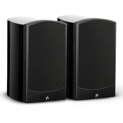 Aperion V5B Bookshelf Speaker Gloss Black Pair Grille On