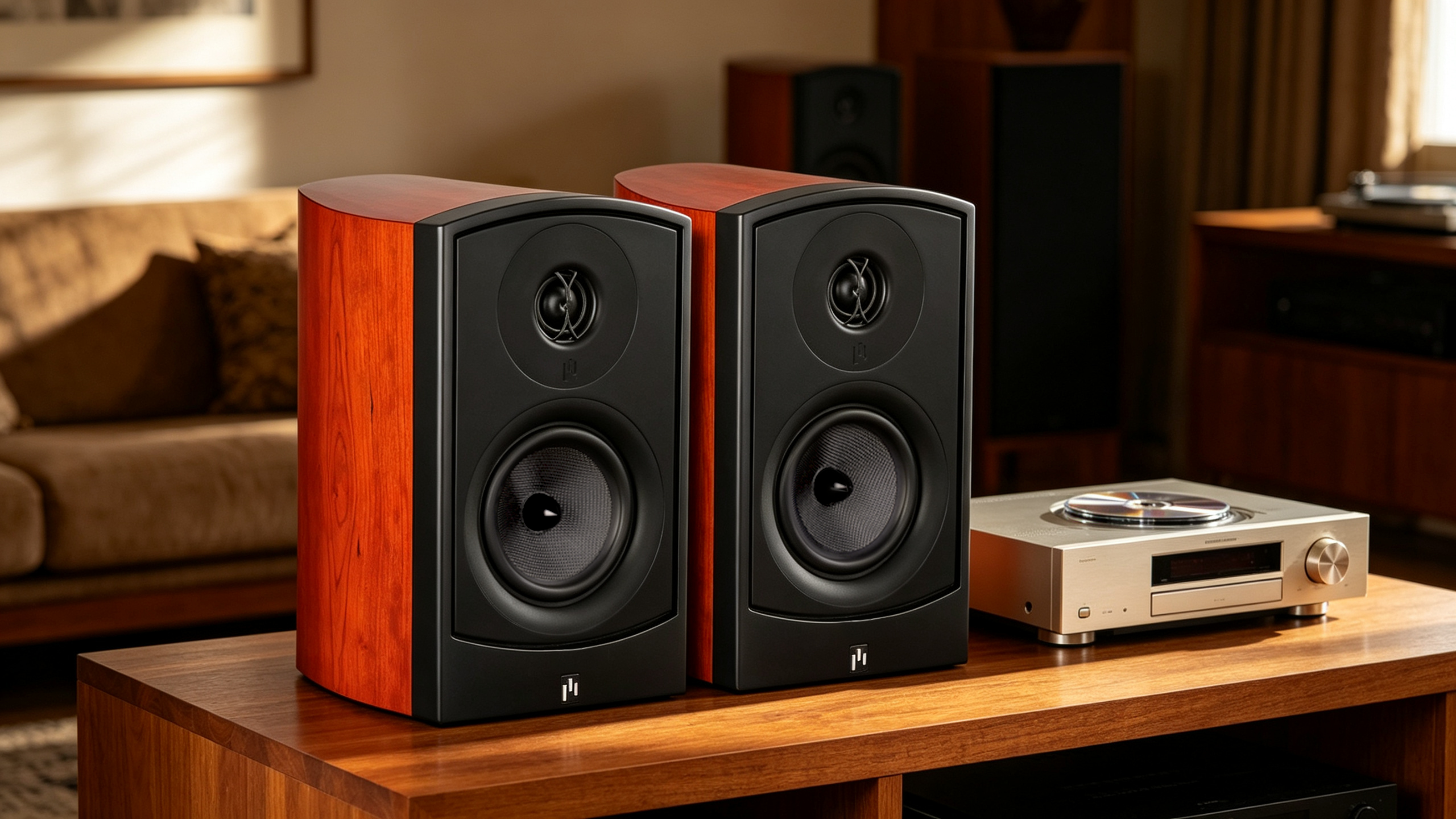 Aperion Audio Verus V5B Bookshelf Speaker Gloss Cherry Pair