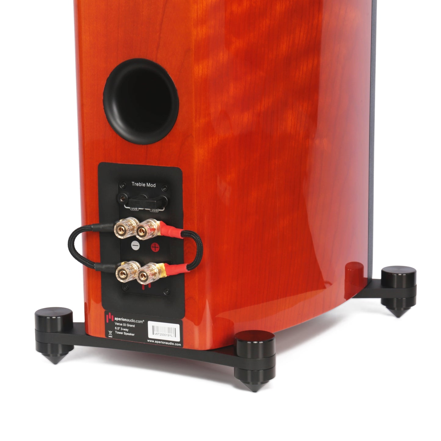aperion verus v6t tower speaker gloss cherry aluminum base