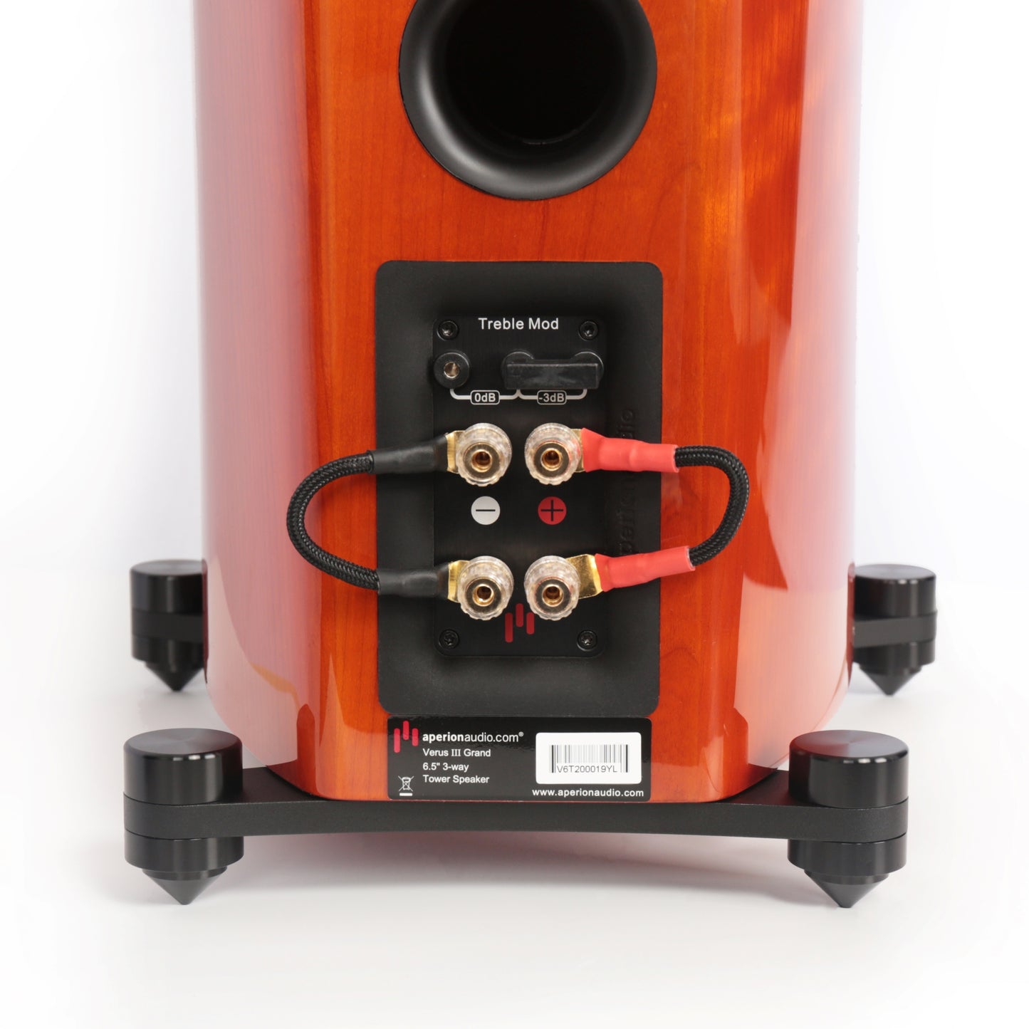 aperion verus v6t tower speaker gloss cherry terminal cup