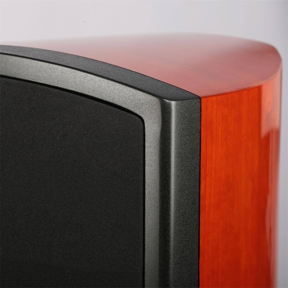 Aperion-Verus-V8B-2Way-8"-Bookshelf-Speaker-Glosscherry-aperionaudio-Grille-Corner