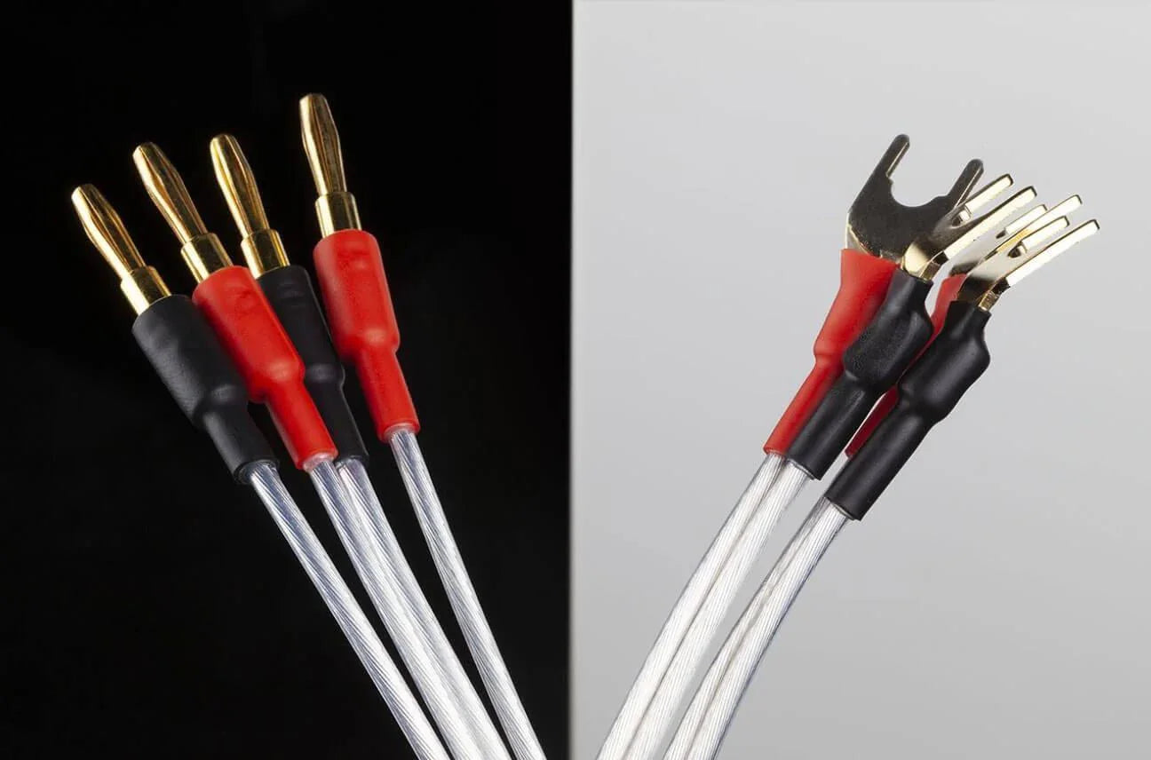 Aperion Premium Silver Speaker Wire — крупный план коннекторов