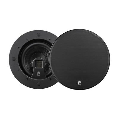 Black ceiling speaker on a white background