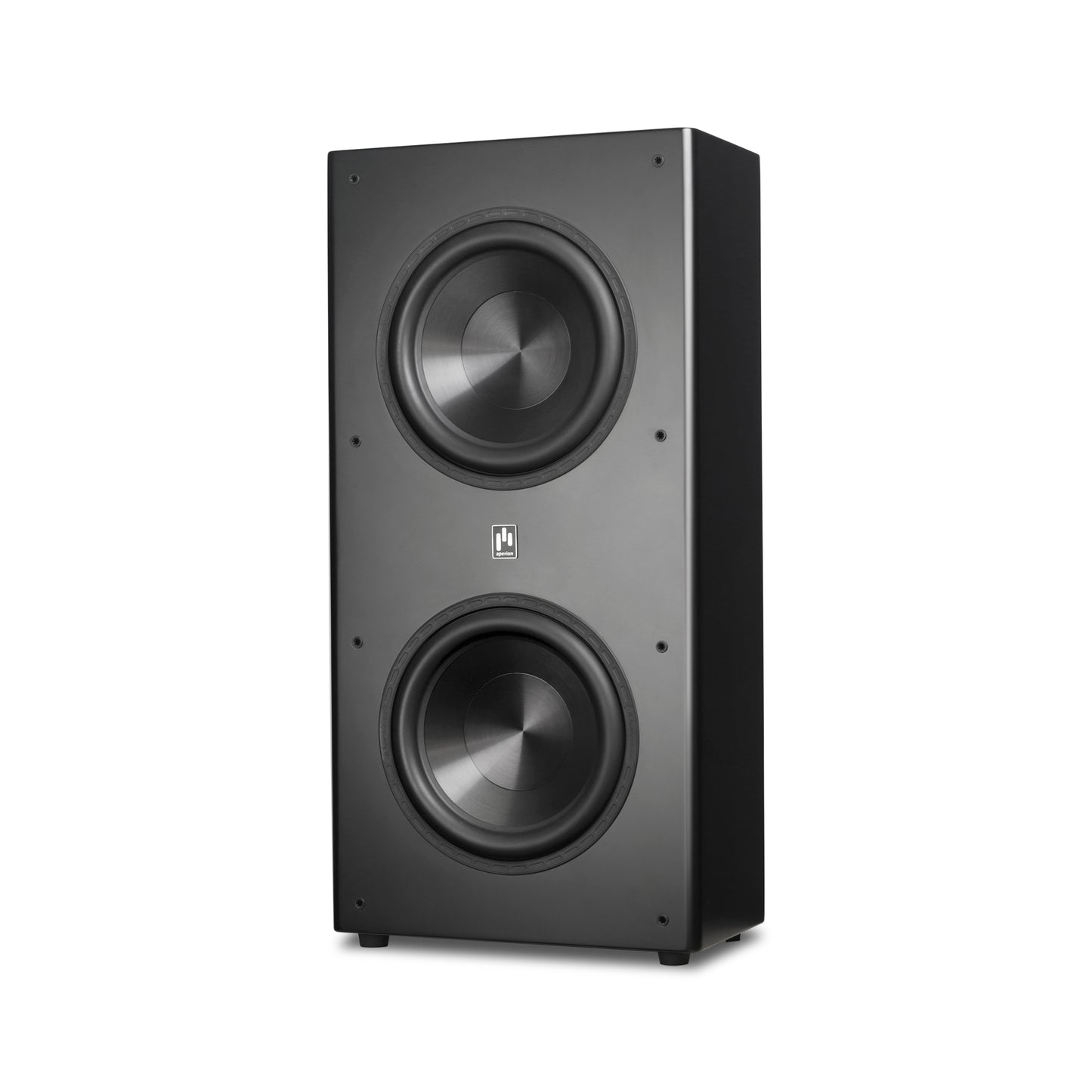 aperion b212s slim active subwoofer left front 