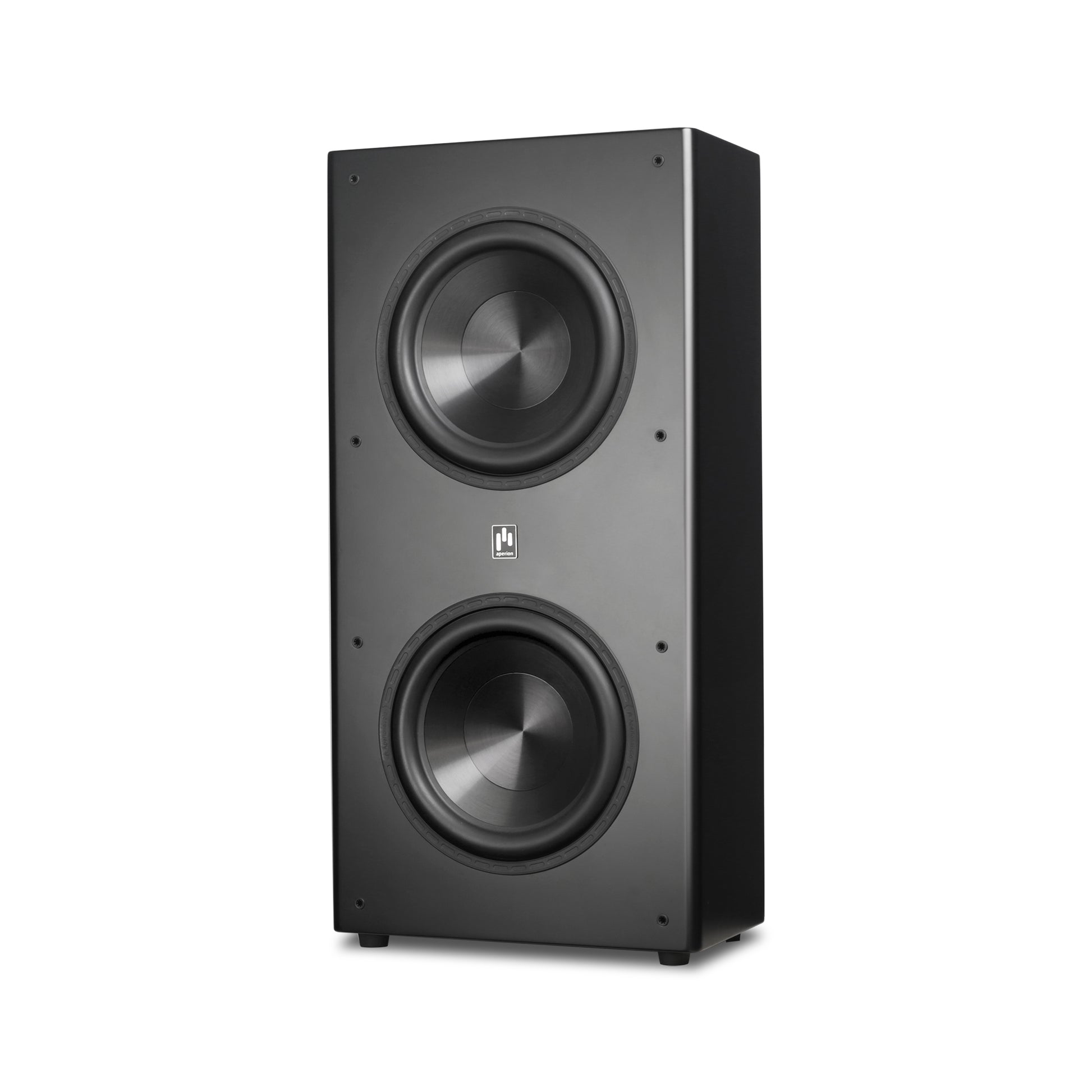 aperion b212s slim active subwoofer left front 
