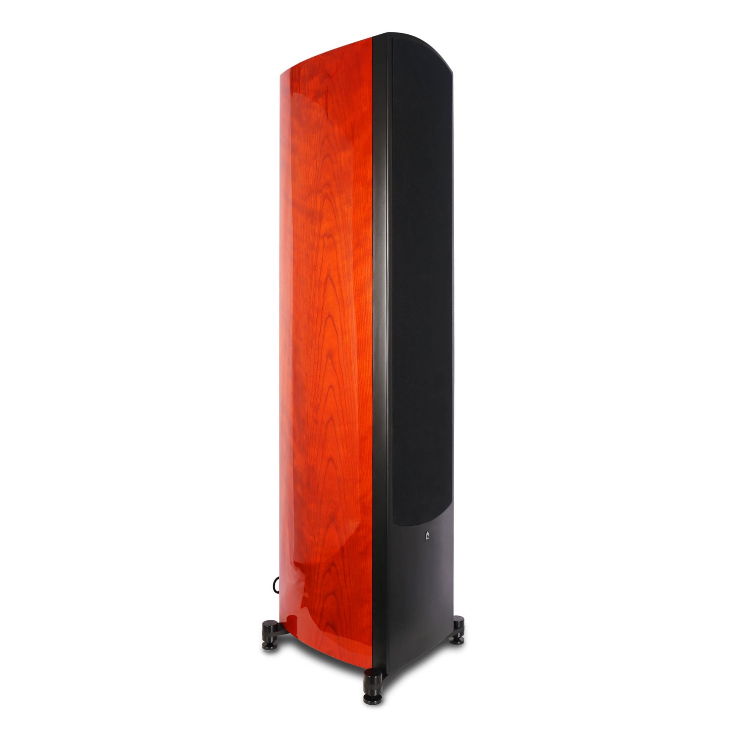aperion-Verus-V8T-3Way-Dual-8"-Tower-Floorstanding-Speaker-GlossCherry-Side-Front-Grille-On-aperionaudio
