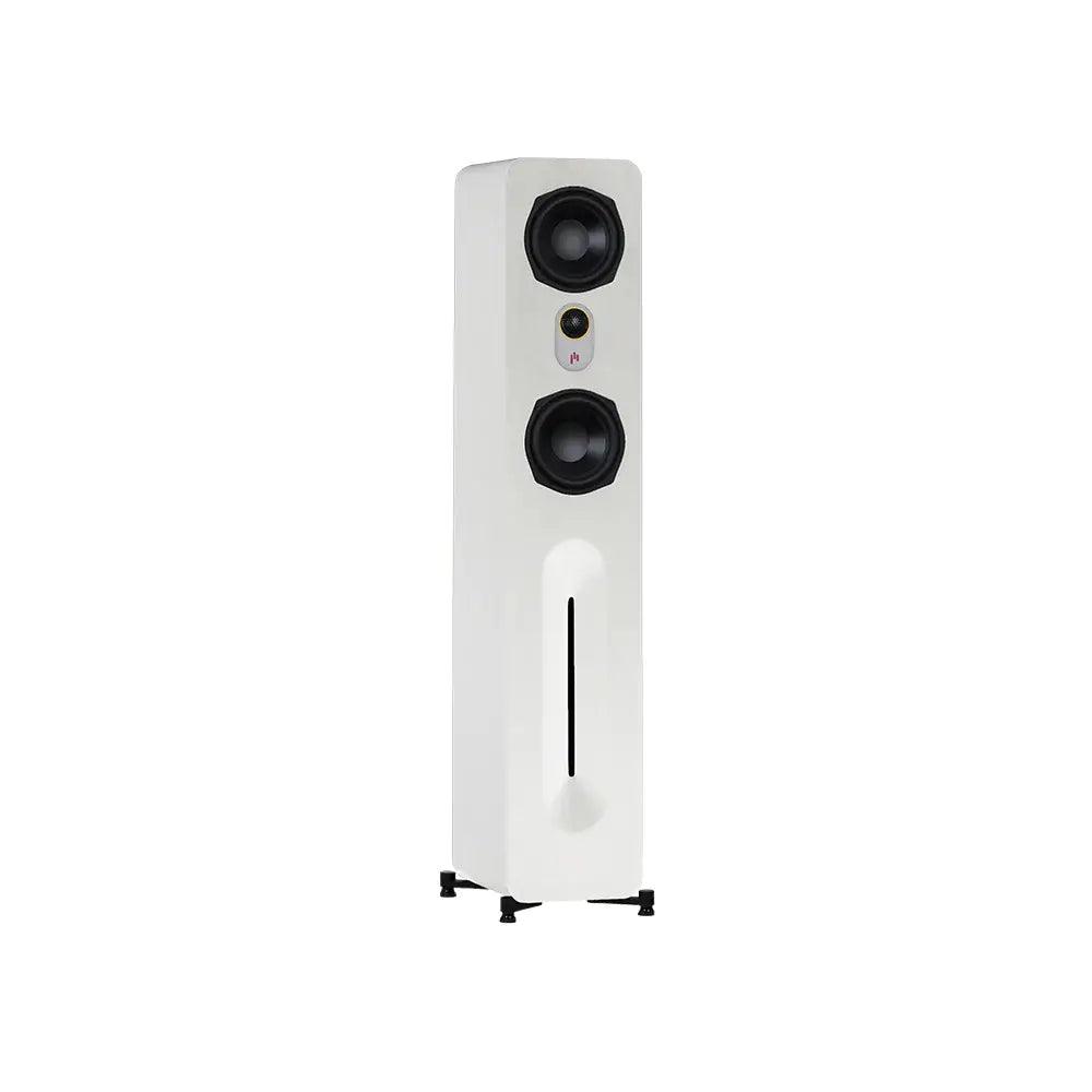 Aperion-Novus-N5T-2Way-Dual-5.25"-Floorstanding-Tower-Speaker-White-Front-Side-aperionaudio