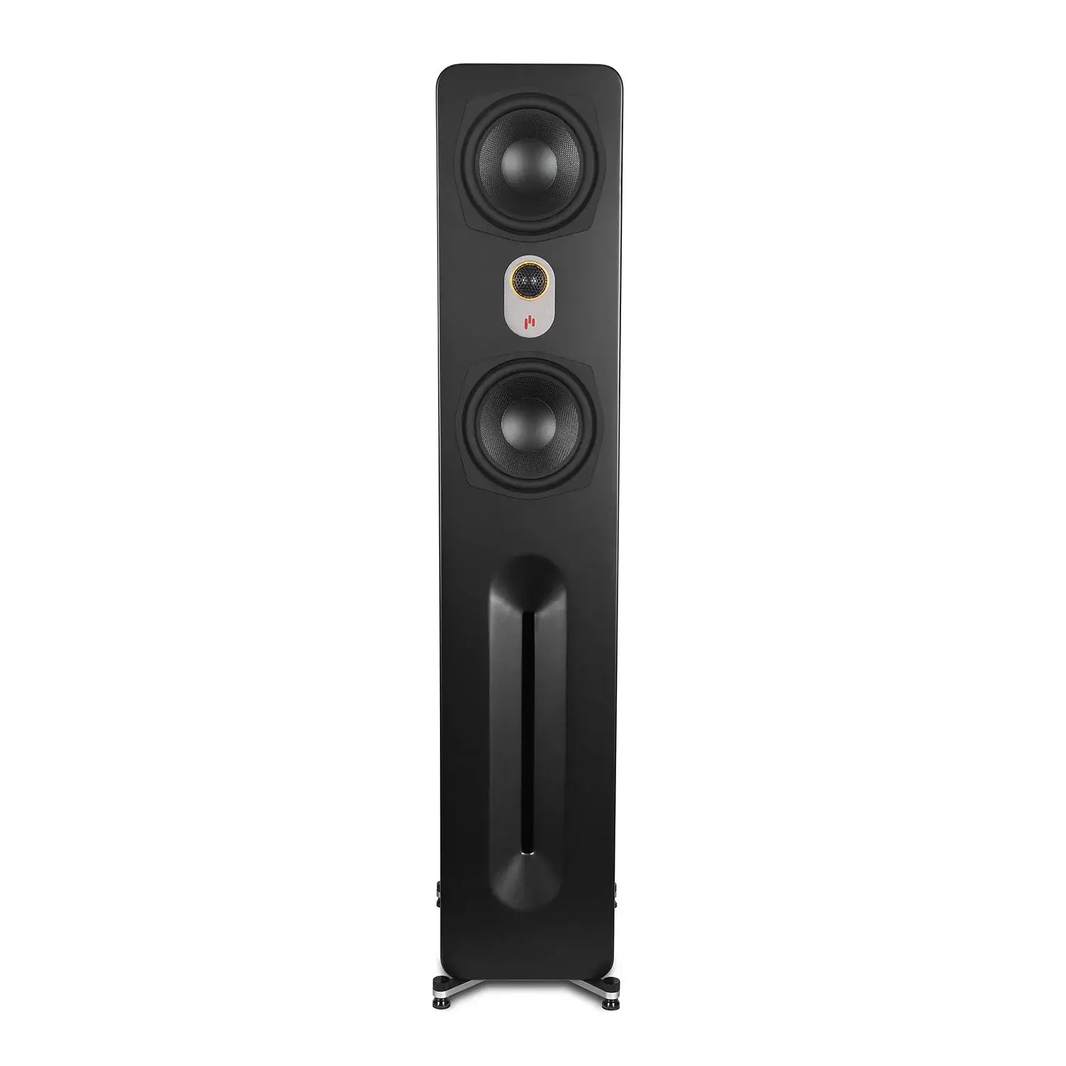Aperion-Novus-N6T-Dual-6.5"-2-Way-Floorstanding-Tower-Speaker-StealthBlack-Front-Side-aperionaudio