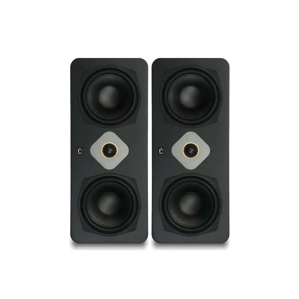 Aperion-Novus-Slim-N6SC-LCR-Dual-6.5"-On-Wall&Surround-2way-Speaker-StealthBlack-Pair-Front-Grille-Off-aperionaudio