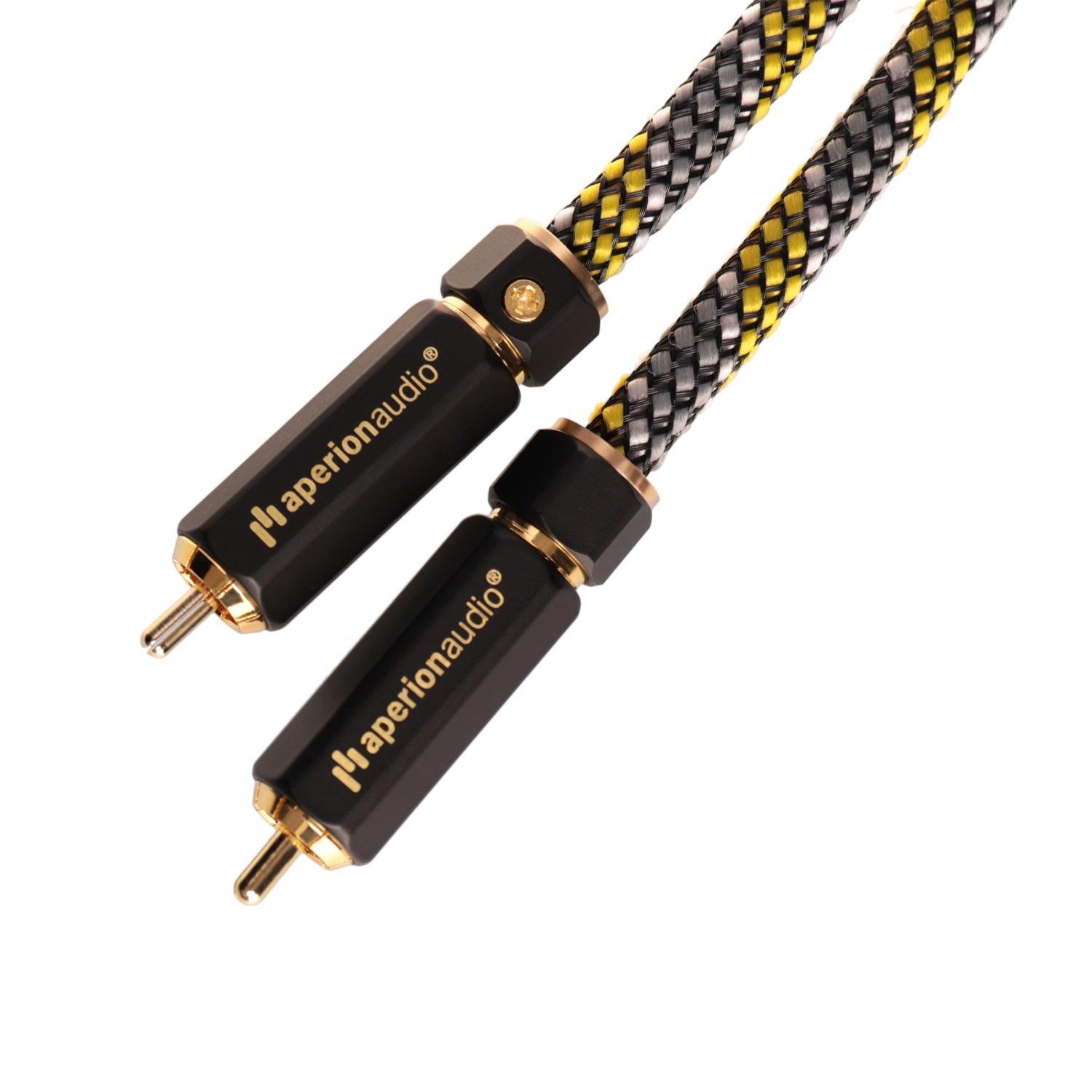 Ultra High-Performance, Unbalanced Subwoofer Cable, 100% Shield Low (Signal) Level RCA Male To RCA Male, Single Cable - Aperion Audio