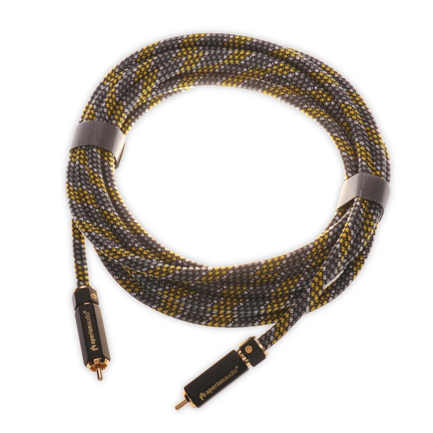 Ultra High-Performance, Unbalanced Subwoofer Cable, 100% Shield Low (Signal) Level RCA Male To RCA Male, Single Cable - Aperion Audio