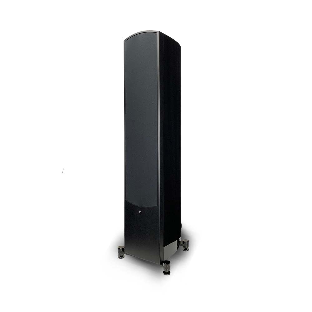 aperion-Verus-V6T-3Way-Dual-6.5"-Tower-Floorstanding-Speaker-GlossBlack-Side-Front-Grille-On-aperionaudio